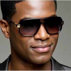 Men Sunglasses Black Lens Designer Shades‎ Fashion Classic Hip Hop Rapper Square
